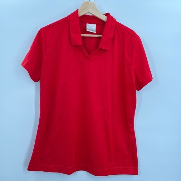 Nike Pro Golf Red Polo Dri Fit Ladies Large - Picture 1 of 5